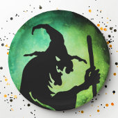 Assiettes En Carton Halloween noir vert sorcier