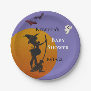Assiettes En Carton Halloween Octobre Sorcière Baby shower fantôme