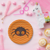 Assiettes En Carton Halloween Orange Chevron Cute Spider Design (Fête)