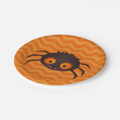 Assiettes En Carton Halloween Orange Chevron Cute Spider Design (Angle)
