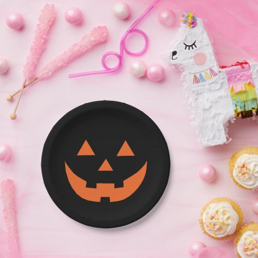 Assiettes En Carton Halloween orange noir Jack-o'-lantern drôle (Fête)