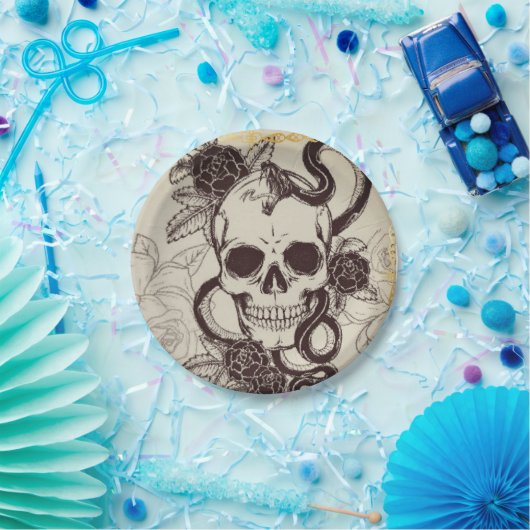 Assiettes En Carton Halloween ou lieu mariage définition crâne jetable (Fête)