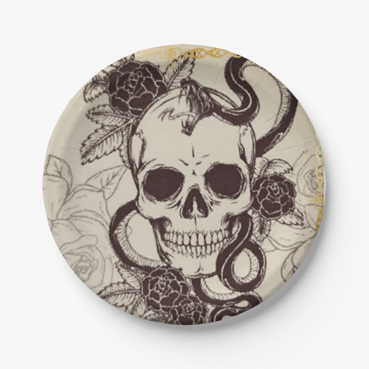 Assiettes En Carton Halloween ou lieu mariage définition crâne jetable (Devant)