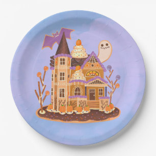 Assiettes En Carton Halloween pain d'épices Maison hantée