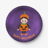 Assiettes En Carton Halloween Party for Kids Plaque papier Citrouille (Devant)