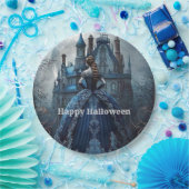 Assiettes En Carton Halloween Party Haunted Maison Bleue Nuit Effrayan (Fête)