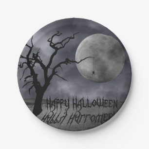 Assiettes En Carton Halloween paysager éffrayant