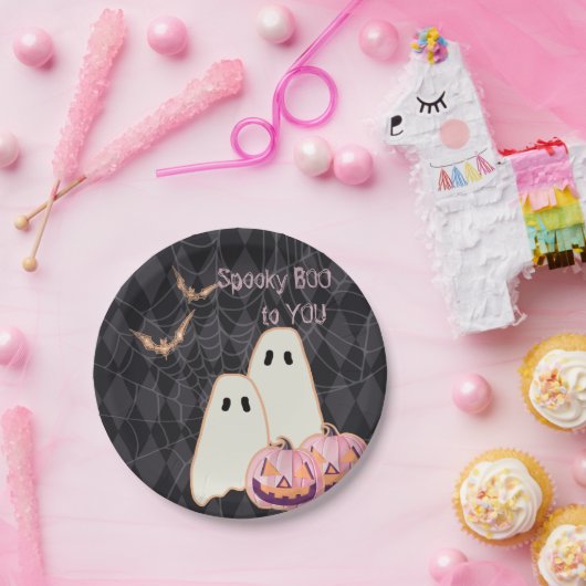 Assiettes En Carton Halloween Plaque d'Anniversaire rose Orange Ghost (Fête)