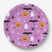 Assiettes En Carton Halloween | Pourpre | Fantôme | Citrouille (Devant)