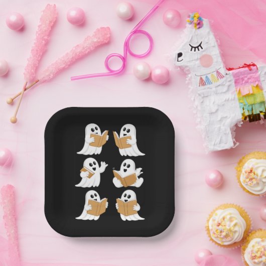 Assiettes En Carton Halloween Professeur Ghost Lecture Livres Librairi (Fête)