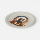Assiettes En Carton Halloween Raccoon aquarelle (Angle)