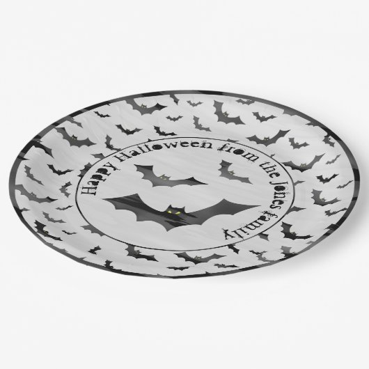 Assiettes En Carton Halloween Random Iconic chauves-souris Motif noir/ (Angle)