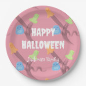 Assiettes En Carton Halloween rose mignonne personnalisable (Devant)
