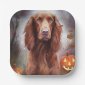 Assiettes En Carton Halloween Rouge irlandais Setter avec la peur Citr (Recto)