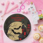 Assiettes En Carton Halloween Rouge noir Haunted Maison Pleine lune ch (Fête)