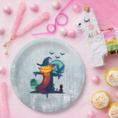 Assiettes En Carton Halloween Scarecrow With Bats Crow and Owl (Fête)