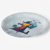 Assiettes En Carton Halloween Scarecrow With Bats Crow and Owl (Angle)