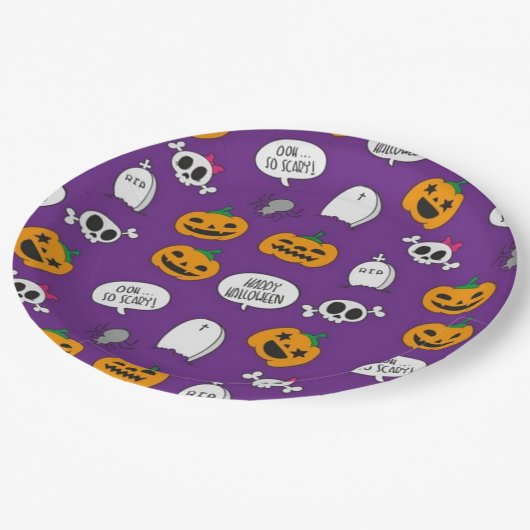 Assiettes En Carton Halloween si effrayant (Angle)