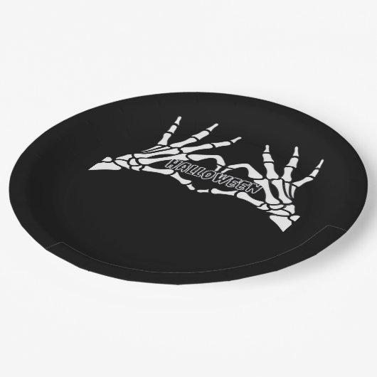 Assiettes En Carton Halloween - Skeleton Hands Heart (Angle)