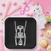 Assiettes En Carton Halloween Skeleton Headstand (Fête)