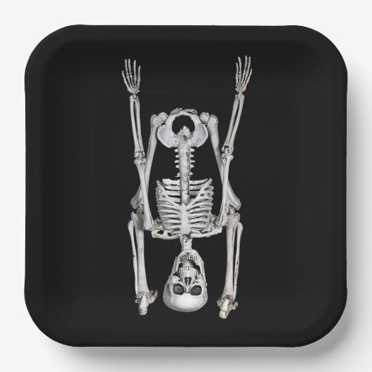 Assiettes En Carton Halloween Skeleton Headstand (Recto)