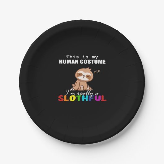 Assiettes En Carton Halloween Slothful Design, voici mon costum humain (Devant)