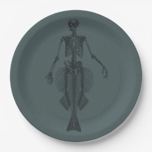 Assiettes En Carton Halloween sombre dans le squelette de Mermaid