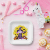 Assiettes En Carton Halloween sorcière mignonne Axolotl (Fête)