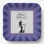 Assiettes En Carton Halloween sorcière violette Starburst (Recto)