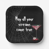 Assiettes En Carton Halloween Spider Web avec Eyeball Martini (Recto)