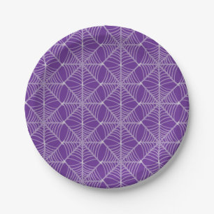 Assiettes En Carton Halloween Spider Webs en violet et blanc