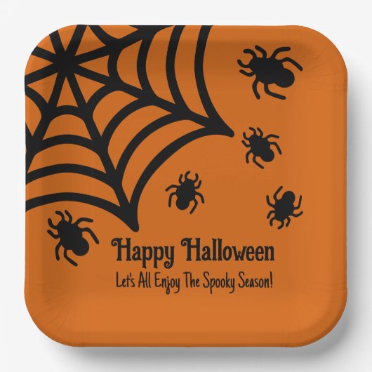 Assiettes En Carton Halloween Spiderweb personnalisé (Recto)
