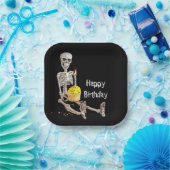 Assiettes En Carton Halloween Squelette Anniversaire Sur Noir (Fête)
