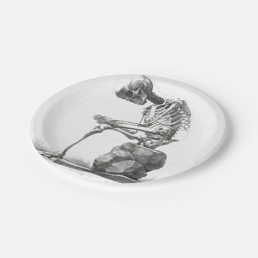Assiettes En Carton Halloween squelette assis anatomie (Angle)