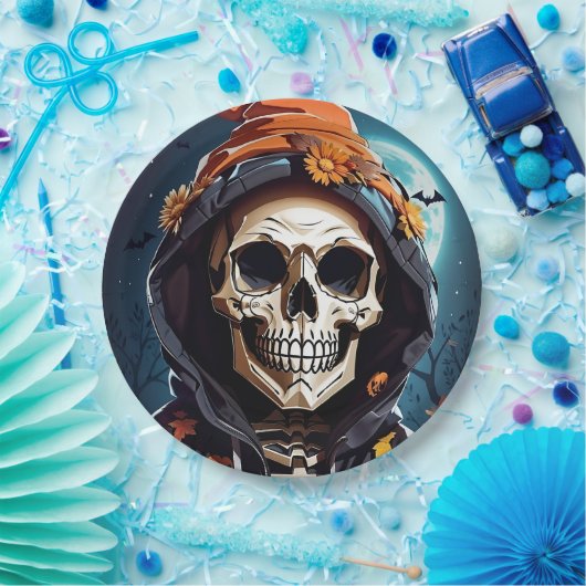 Assiettes En Carton Halloween squelette déplaisant (Fête)