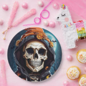 Assiettes En Carton Halloween squelette déplaisant (Fête)