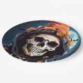 Assiettes En Carton Halloween squelette déplaisant (Angle)