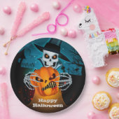 Assiettes En Carton Halloween squelette effrayant (Fête)