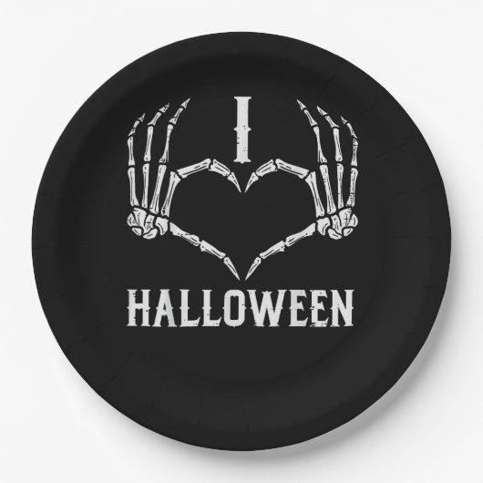 Assiettes En Carton Halloween Squelette Mains Coeur mignonne Femmes Fi (Devant)