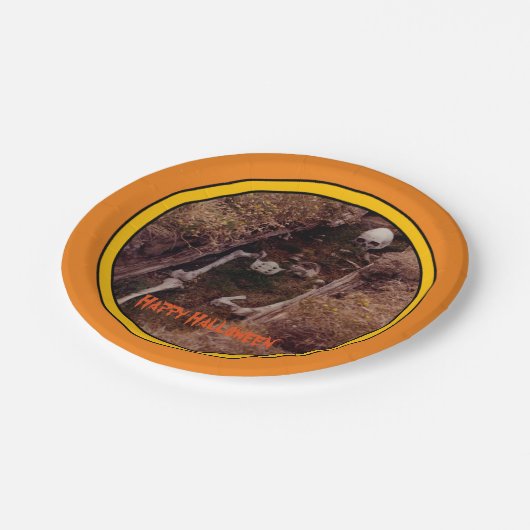 Assiettes En Carton Halloween squelette os effrayant photo conçue (Angle)