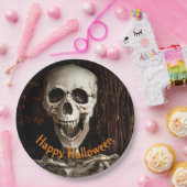 Assiettes En Carton Halloween squelette riant (Fête)