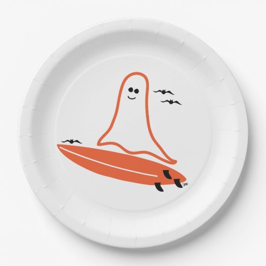 Assiettes En Carton Halloween Surfer Ghost noir (Devant)