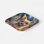 Assiettes En Carton Halloween Terrier Australien Avec Peur Citrouille (Angulaire)