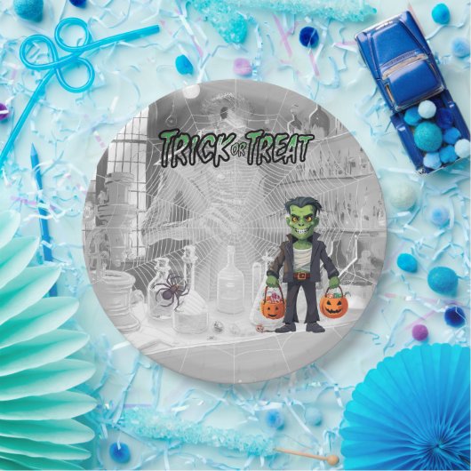 Assiettes En Carton Halloween Trick of Treat Frankenstein (Fête)