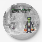Assiettes En Carton Halloween Trick of Treat Frankenstein (Devant)