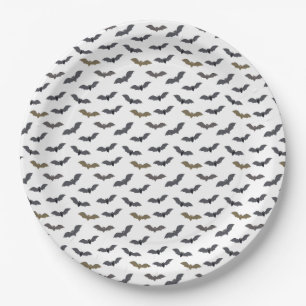 Assiettes En Carton Halloween Troupe Squelettique de Chauves-Souris Va