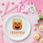 Assiettes En Carton Halloween Trumpkin Funny - Éffrayant Slogan parodi (Fête)