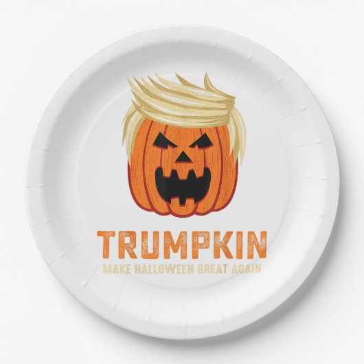Assiettes En Carton Halloween Trumpkin Funny - Éffrayant Slogan parodi (Devant)