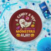 Assiettes En Carton Halloween Un Bonbon Par Jour Empêche Les Monstres (Fête)