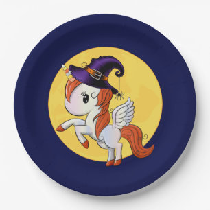 Assiettes En Carton Halloween Unicorn Pegasus Witch